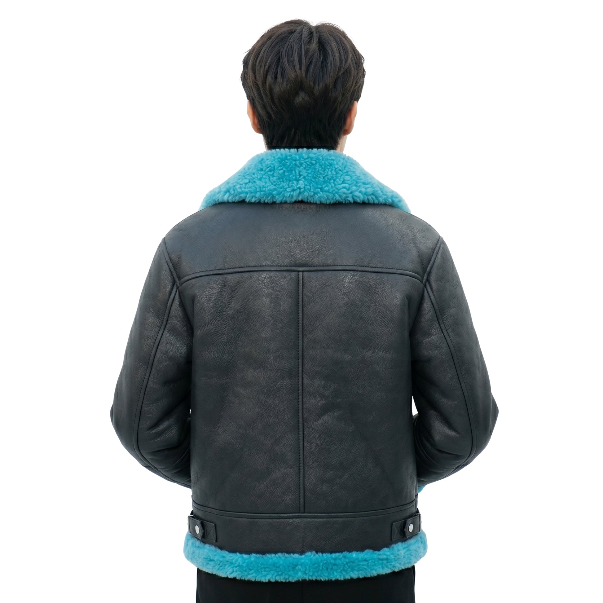 J-Hope Stylish Black Blue Winter Shearling Jacket