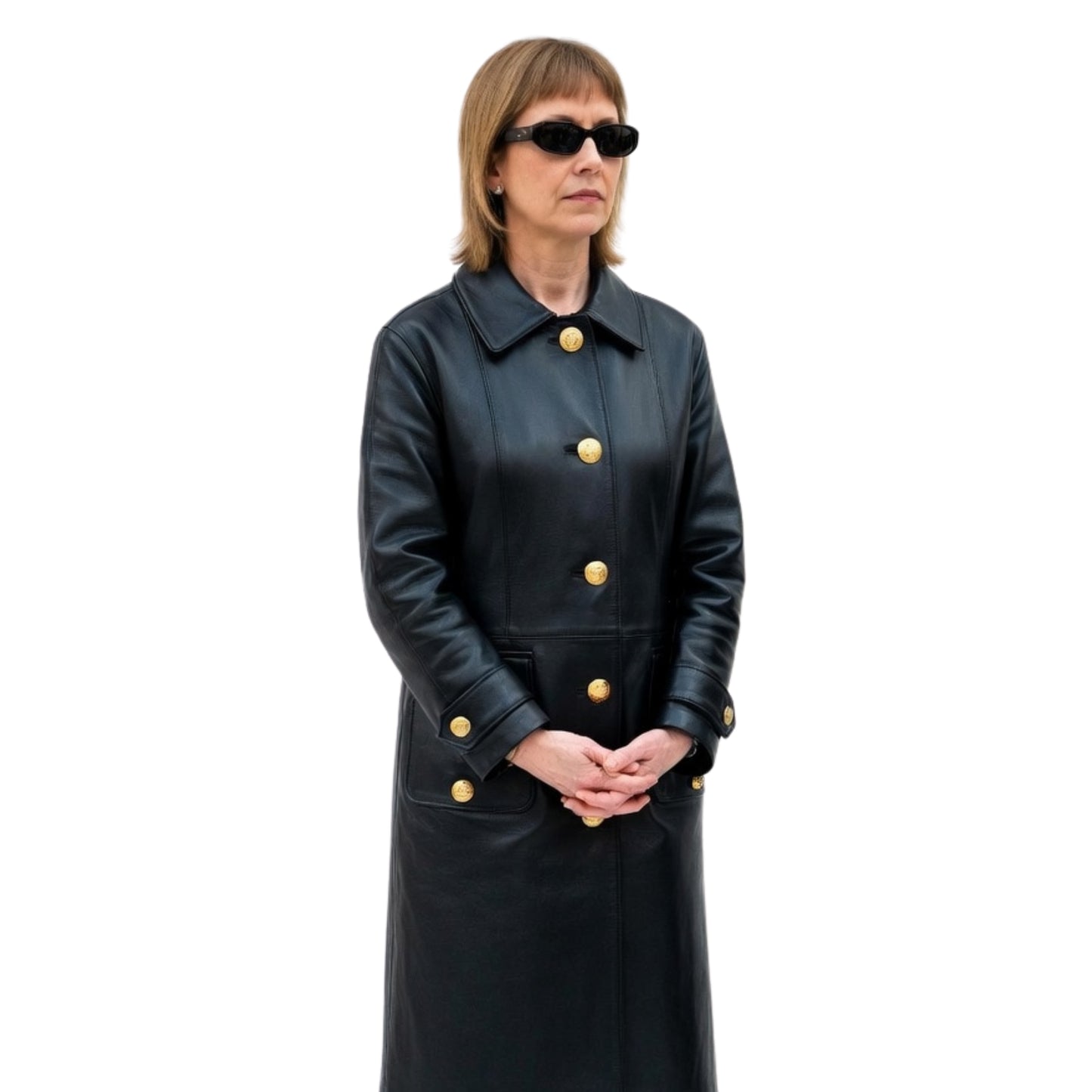 Jella Haase Kleo Black Leather Trench Coat