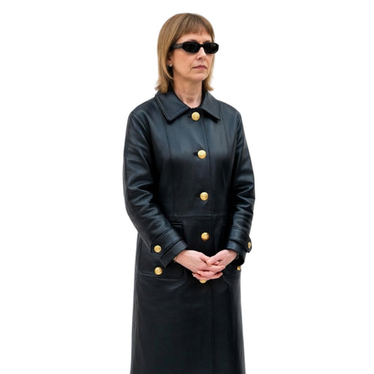 Jella Haase Kleo Black Leather Trench Coat