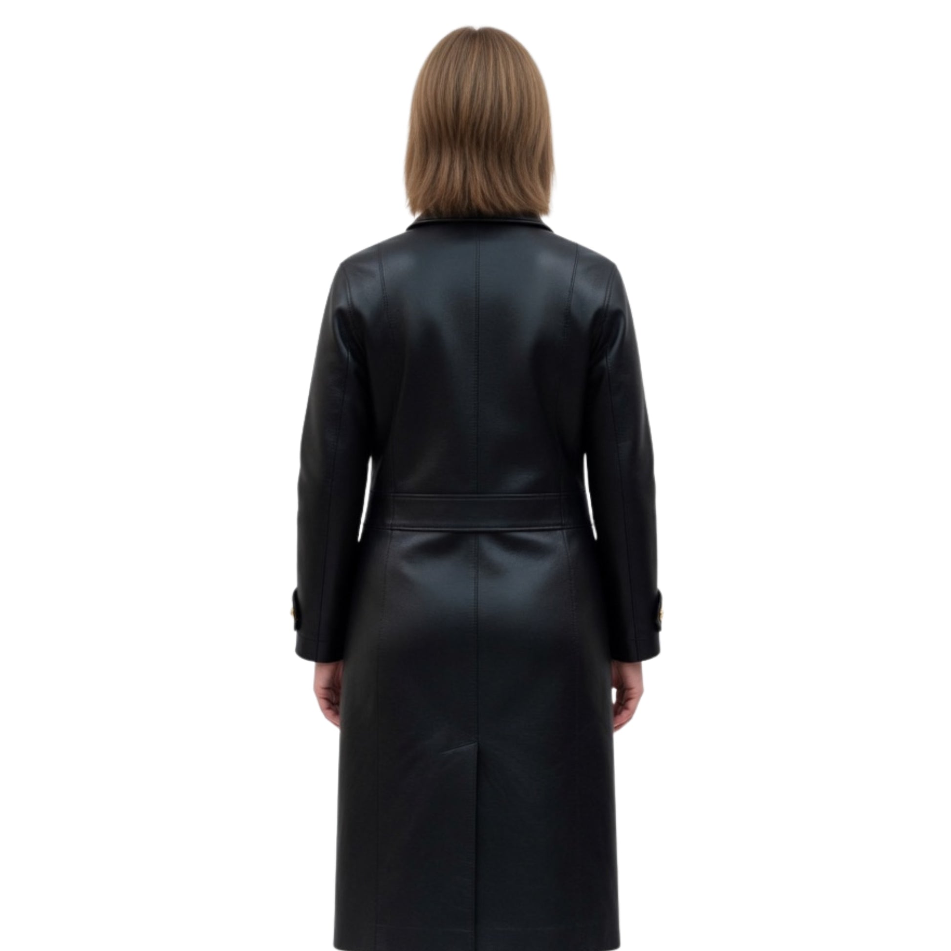 Jella Haase Kleo S02 Black Leather Trench Coat