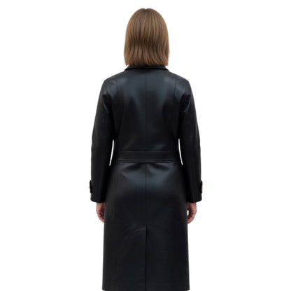 Jella Haase Kleo S02 Black Leather Trench Coat