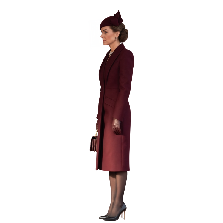 
Kate Middleton Burgundy Long Wool Coat Sale
