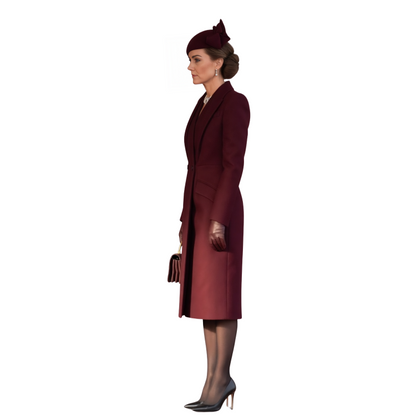 
Kate Middleton Burgundy Long Wool Coat Sale
