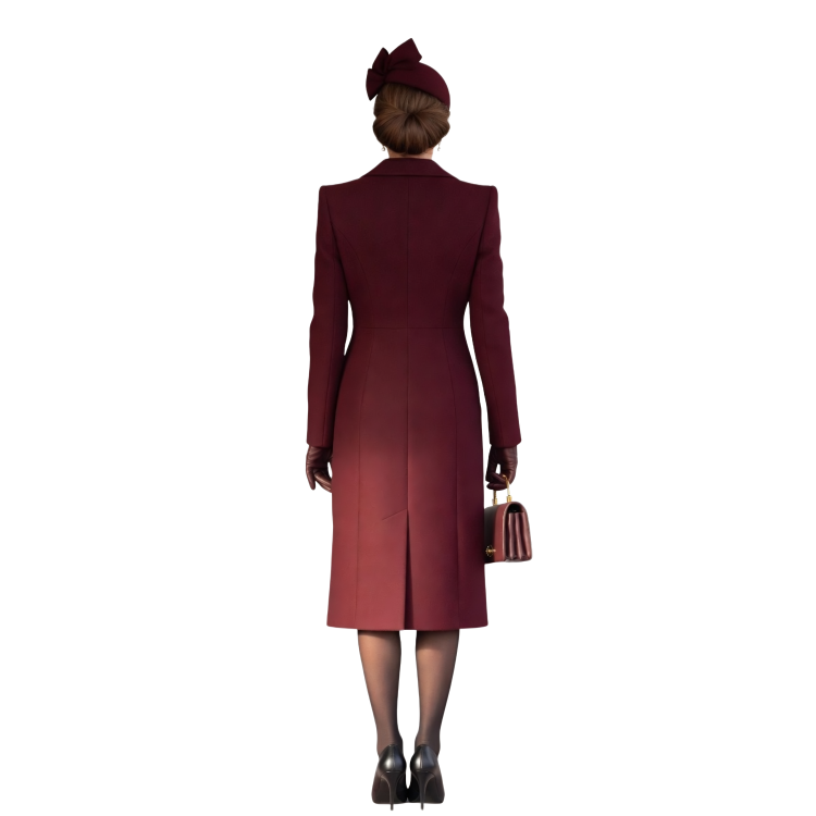  Kate Middleton Burgundy Long Wool Coat Sale Live