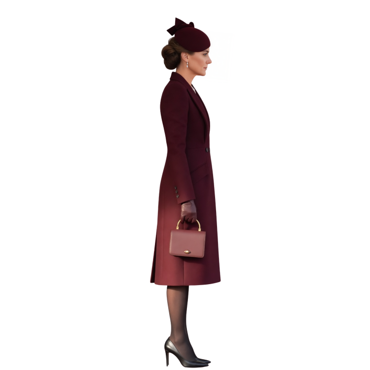  Kate Middleton Burgundy Long Wool Coat Sale Live Buy