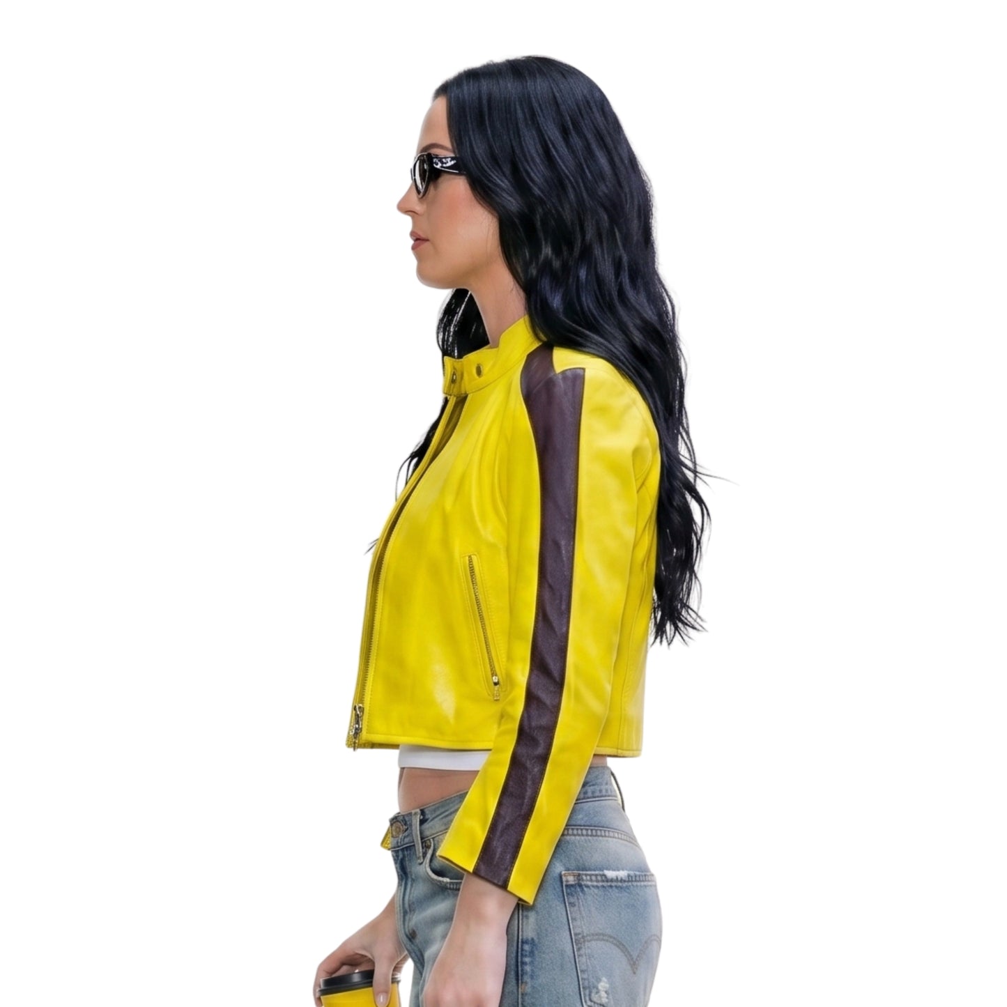 Katy Perry Yellow Biker Leather Jacket