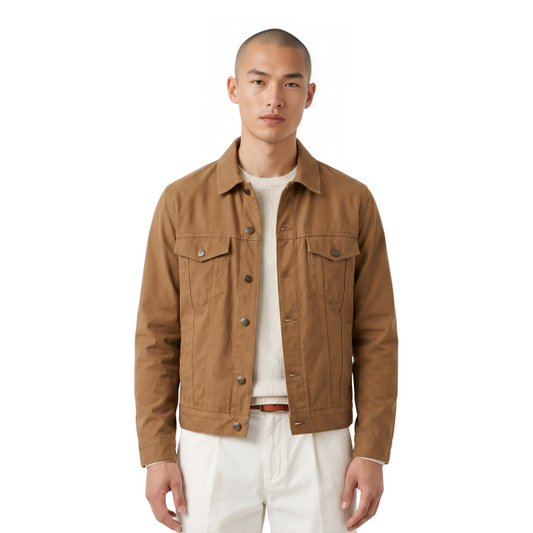 Khaki Cotton Button-Up Jacket