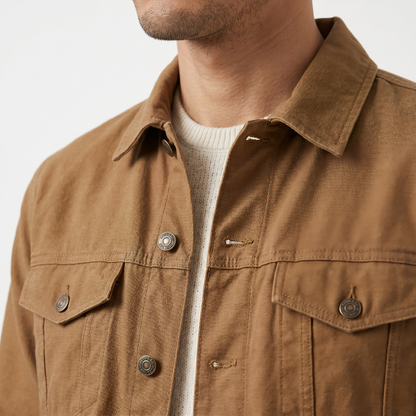 Khaki Cotton Button-Up Jacket Buy Now