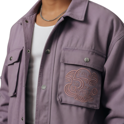 Lavender Lace-Up Sleeve Cotton Jacket Buy Now