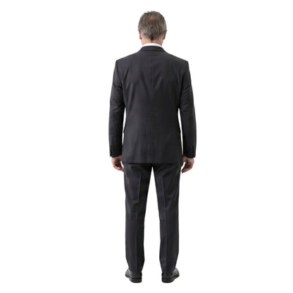 Man wearing a black suit from behind on a white background