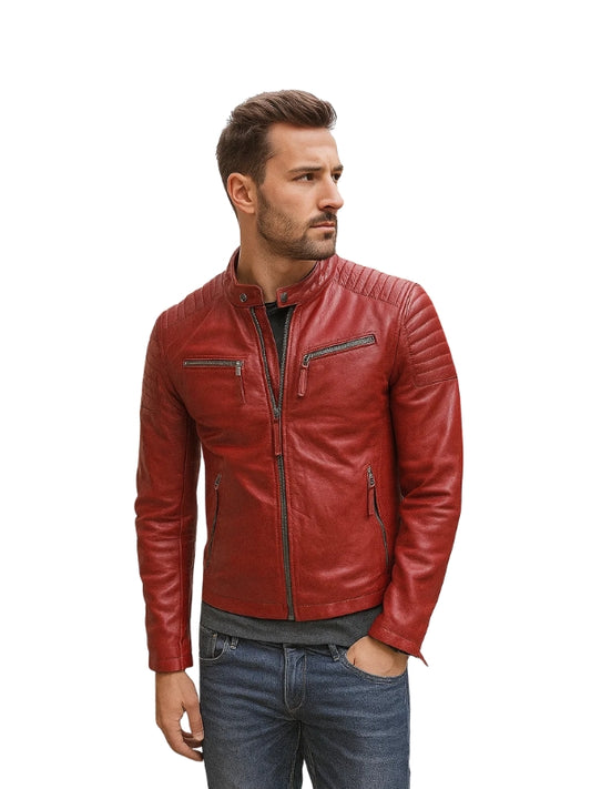 Lupo Biker Red Leather Jacket