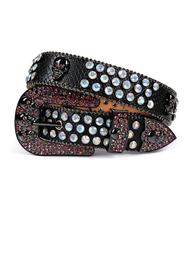 Luxury Black Bling Skull Belt