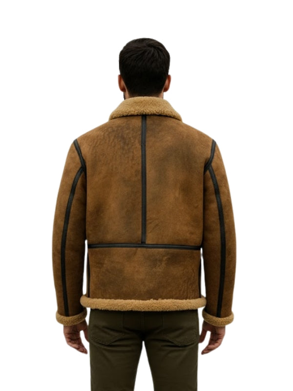 MENS ANTIQUE BROWN SHEEPSKIN LEATHER JACKET