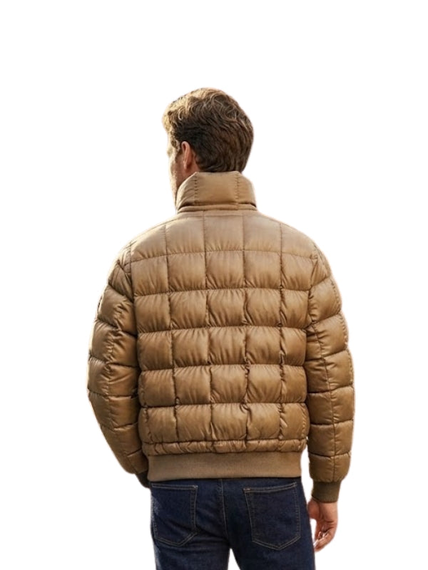 Men's Tan Quilted Puffer Jacket
