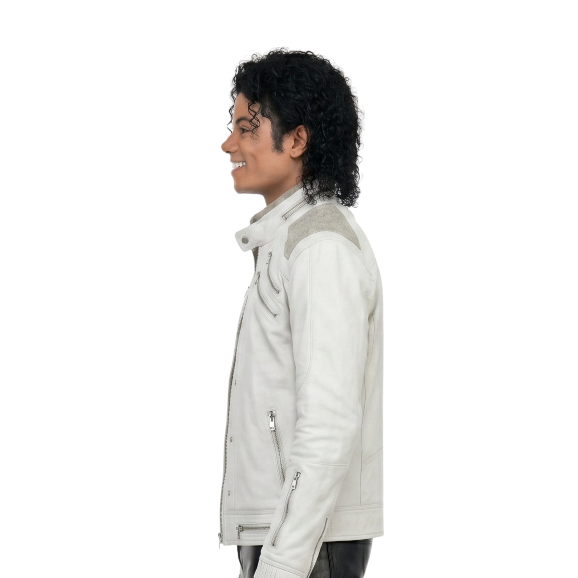 MJ Beat It White Leather Jacket For Men