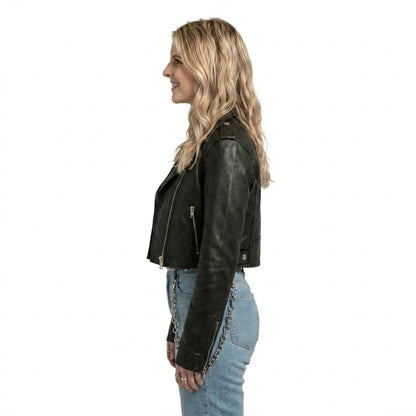 Madison MacIsaac Elevator Game 2023 Izzy Simpson Black Biker Leather Jacket
