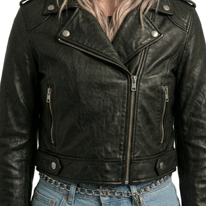 Madison MacIsaac Elevator Game Izzy Simpson Biker Leather Jacket Black
