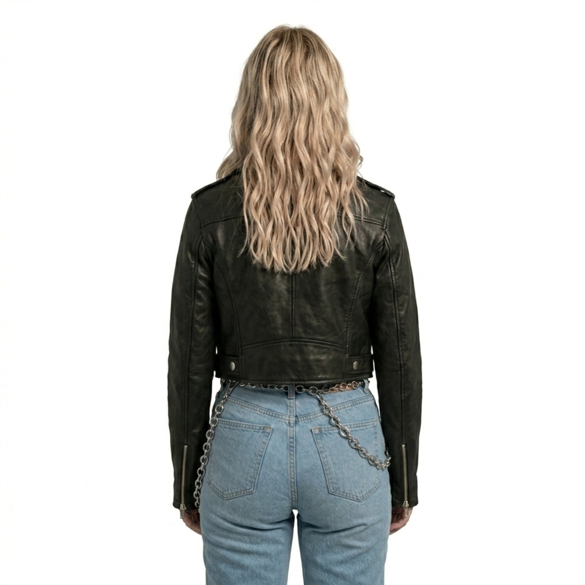 Madison MacIsaac Elevator Game Izzy Simpson Black Biker Leather Jacket
