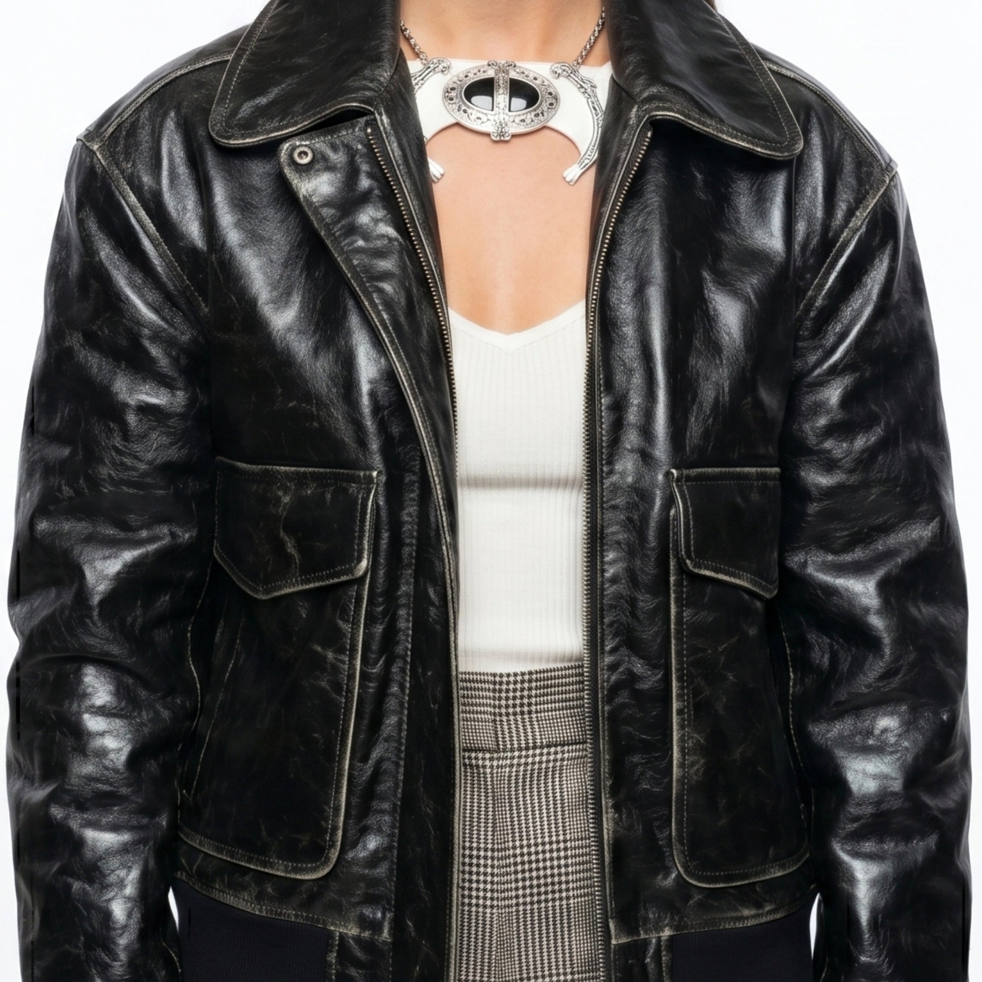 Mattea Conforti Stylish Black Leather Jacket NYC 2026