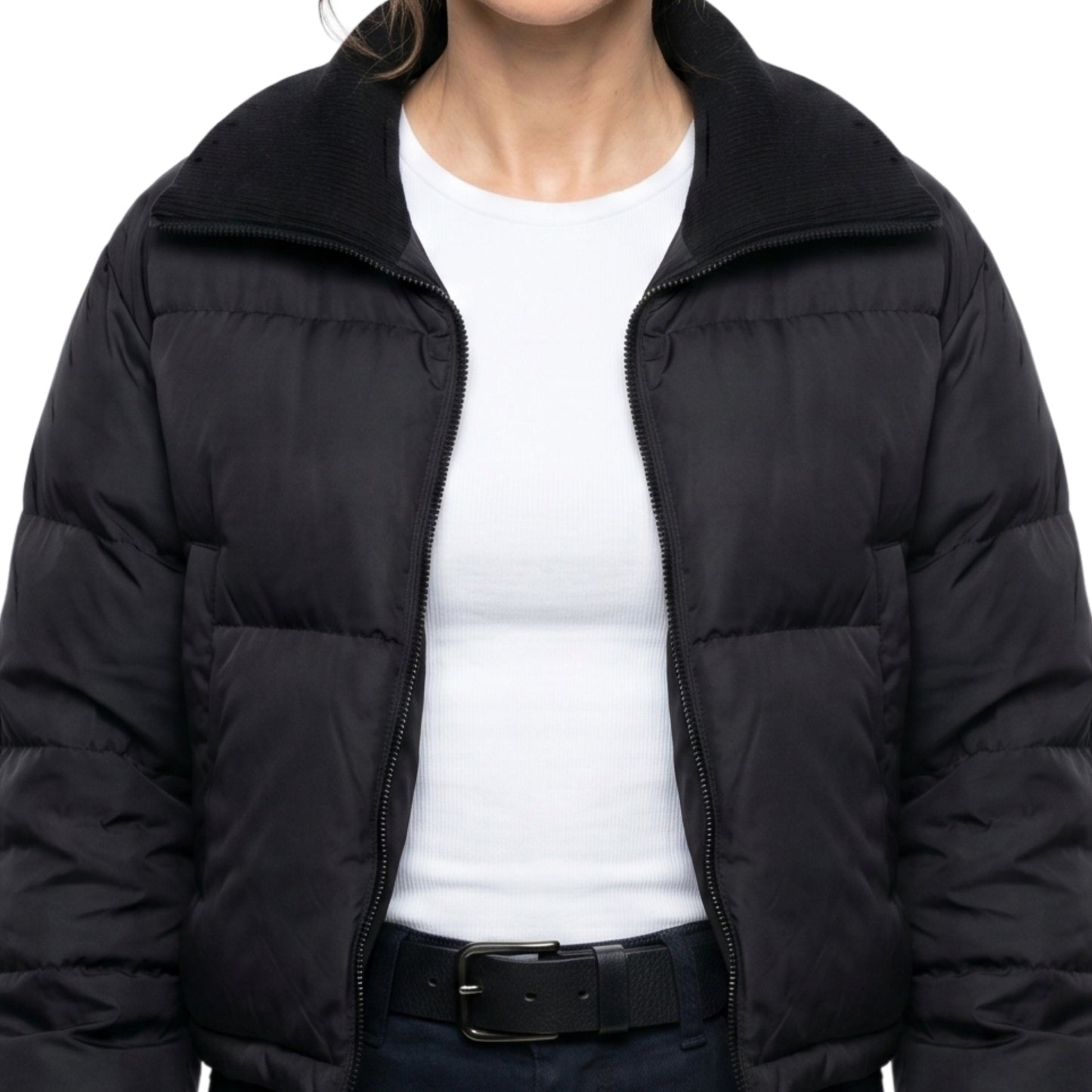 Maya Stern Black Quilted Puffer Jacket