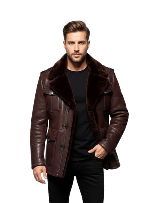 Men's Aviator B3 Flying Pilot American Maroon Leather Jacket