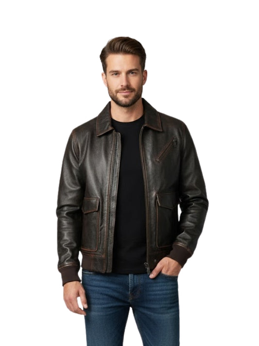 Men's B3 Raf Aviator Flying Pilot Vintage Black Bomber Jacket