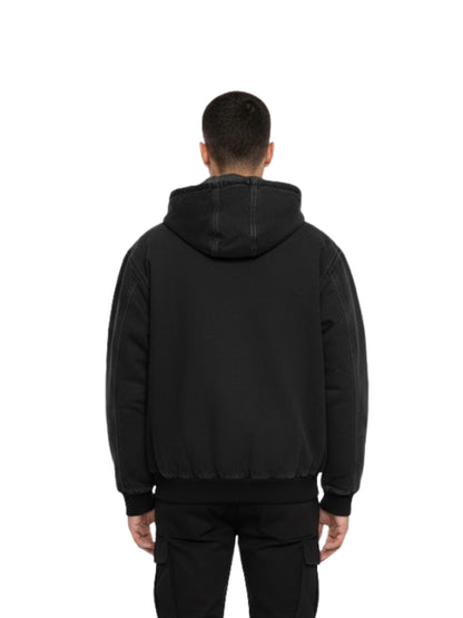 Men's Black Slim Fitted Long Sleeves Real Cotton Jacket