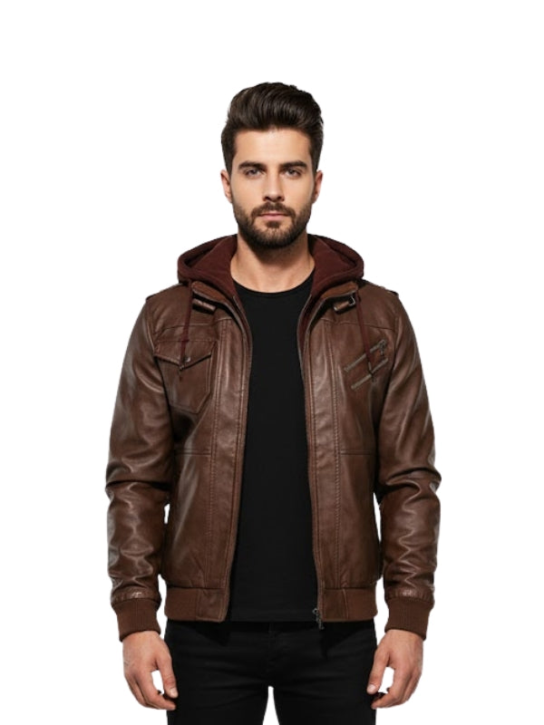 Men's Brown Winter Warm Biker Jacket