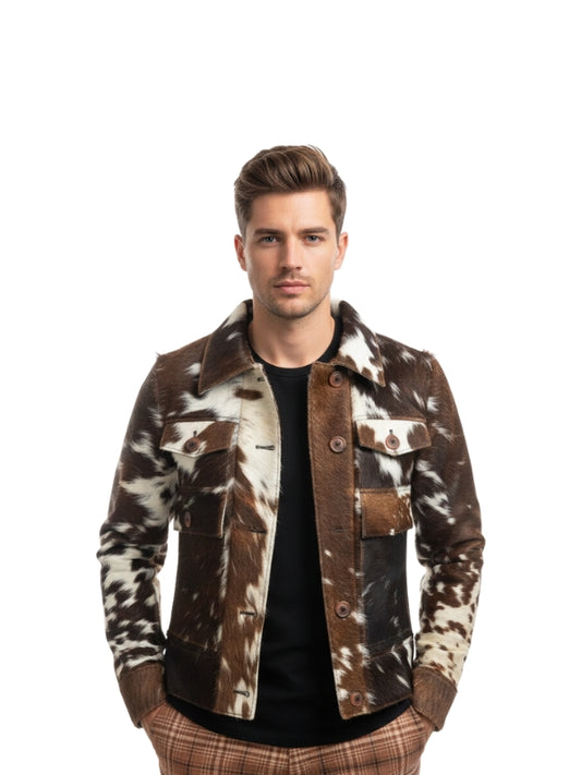 Men’s Cowhide Real Hair-On Pony Skin Leather Jacket