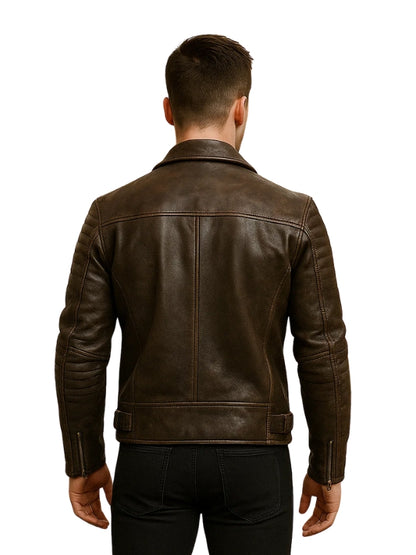 Men’s Distressed Brown Biker Jacket