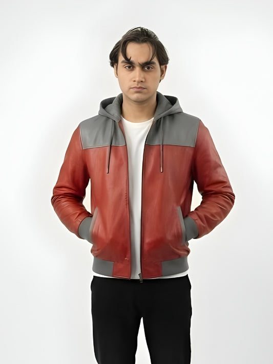 Men's Handcrafted Hoodie Style Bomber Jacket