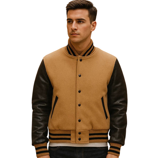 Men's Handmade Golden Bear Real Varsity Jacket