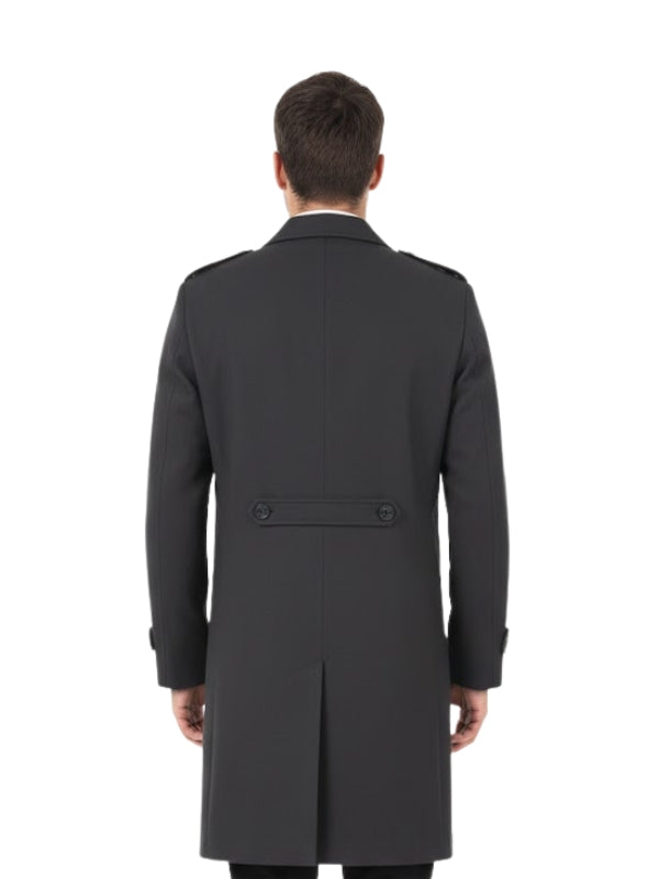 Men's Handmade Vintage Black Oversized Full-Length Wool Overcoat