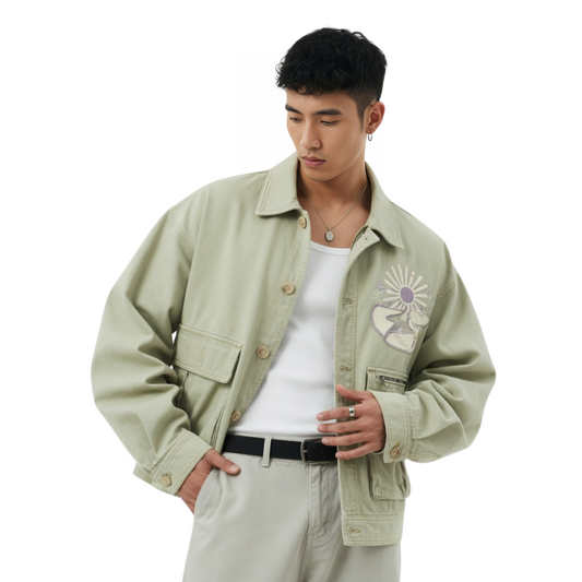 Men's Light Olive Cotton Jacket