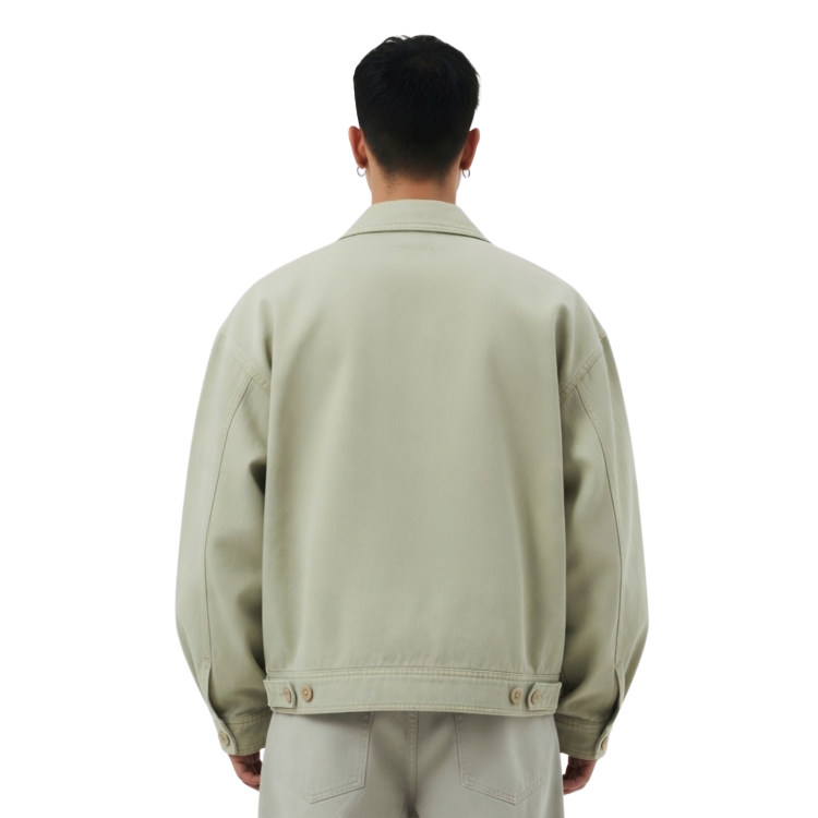Men's Light Olive Cotton Jacket Back
