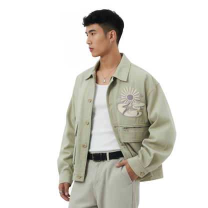 Men's Light Olive Cotton Jacket side