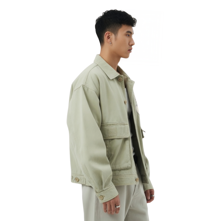 Men's Light Olive Cotton Jacket side 2