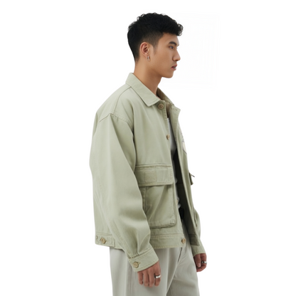 Men's Light Olive Cotton Jacket side 2