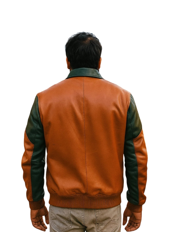 Men’s Multicolor Leather Bomber Jacket