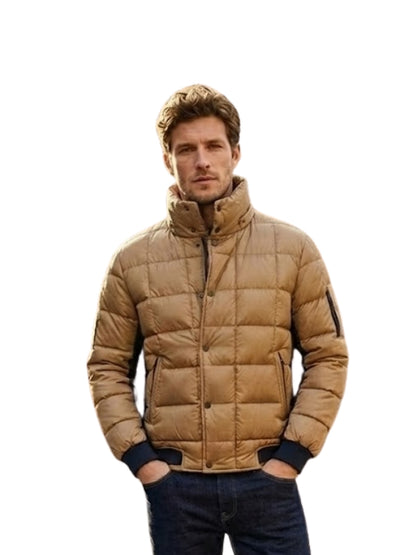 Men's Tan Quilted Puffer Jacket
