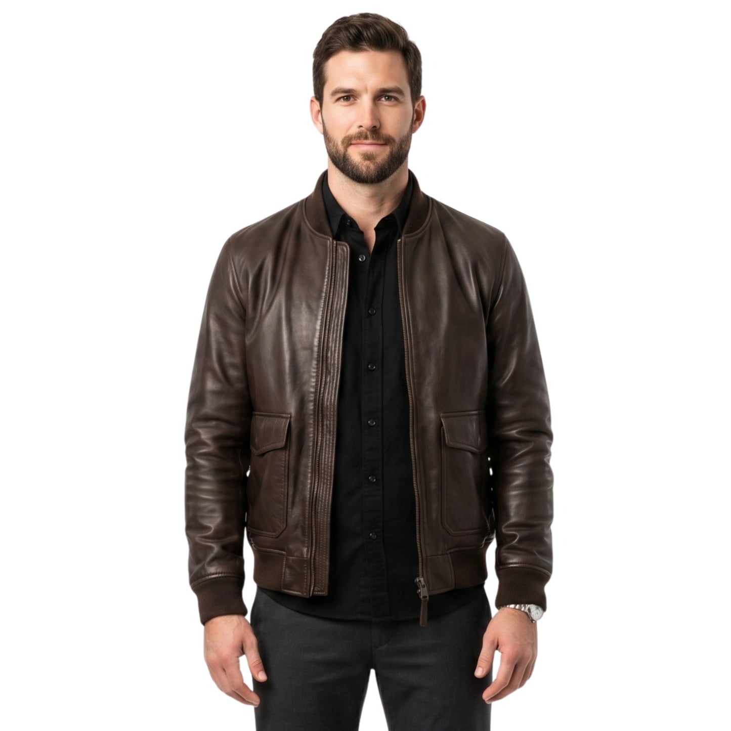 Mens Casual Shirt Collar Black Jacket