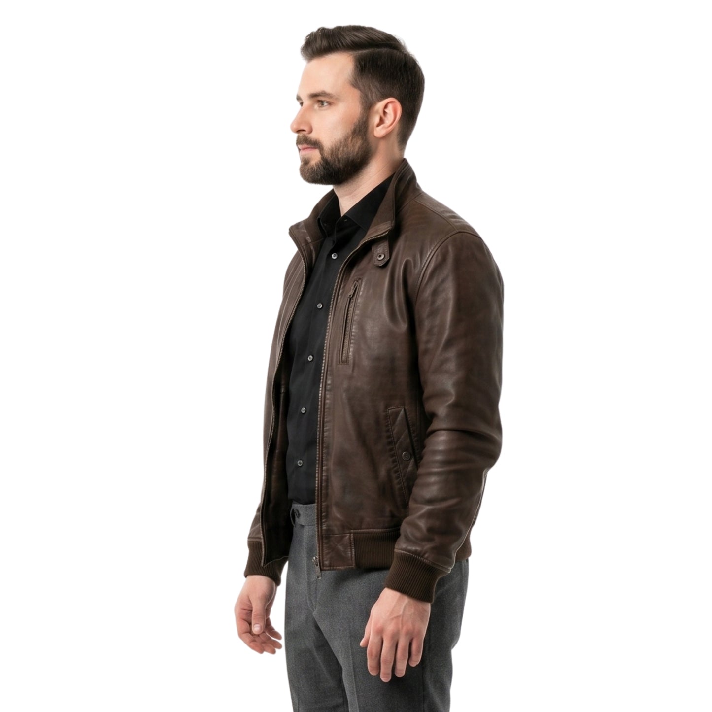 Mens Casual Shirt Collar Black Jacket Shop Now 