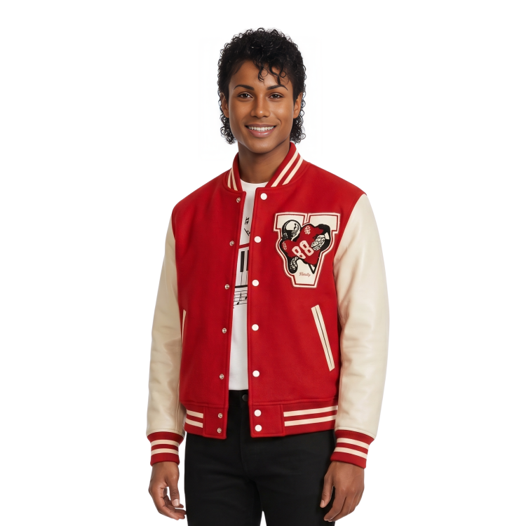 Michael 2026 Jaafar Jackson Red Varsity Jacket