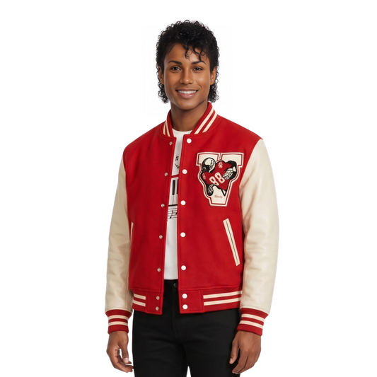 Michael 2026 Jaafar Jackson Red Varsity Jacket