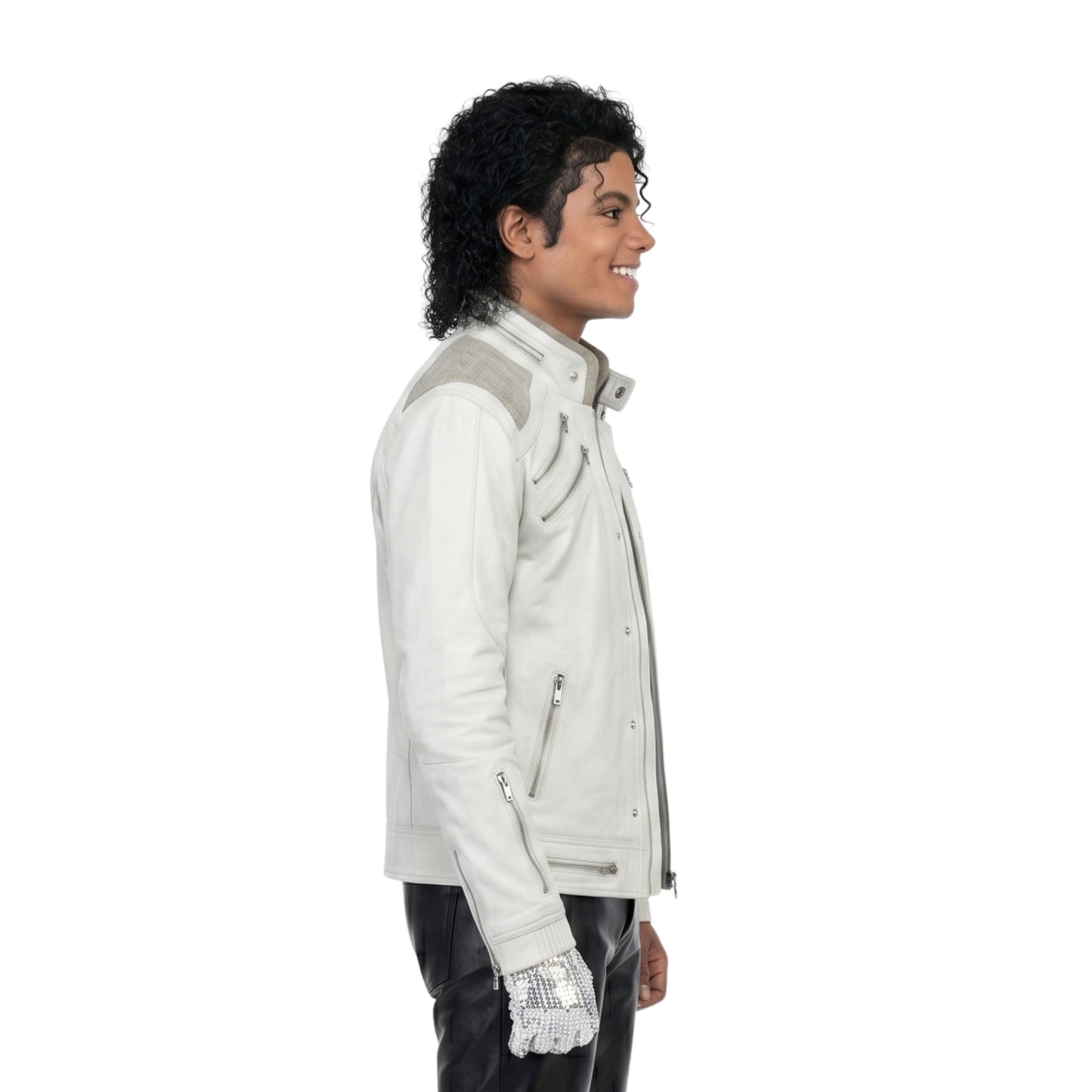 Michael Jackson Beat It Inspired White Leather Jacket