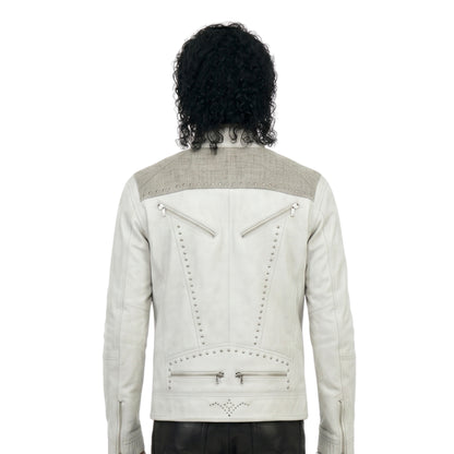 Michael Jackson Beat It White Biker Leather Jacket