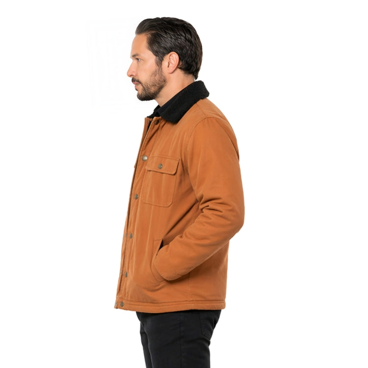 Person wearing a brown jacket 