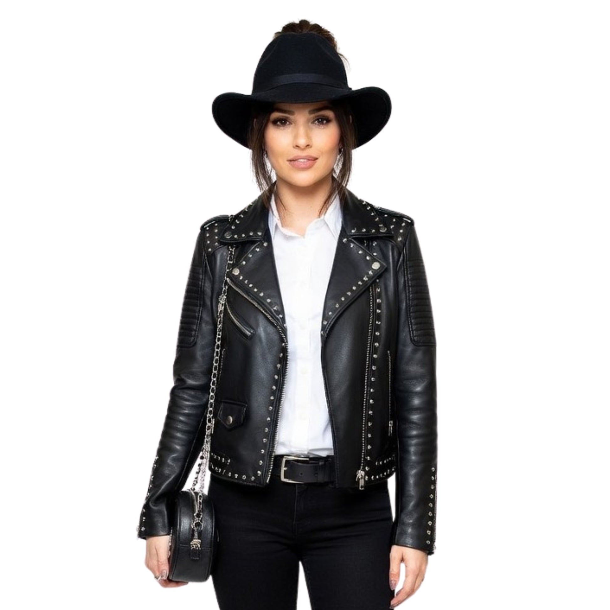 Michelle Keegan Black Leather Jacket