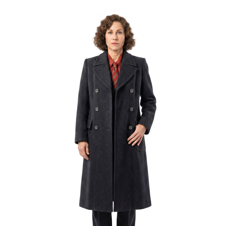 Minnie Driver Talking Mongoose Anne Black Coat