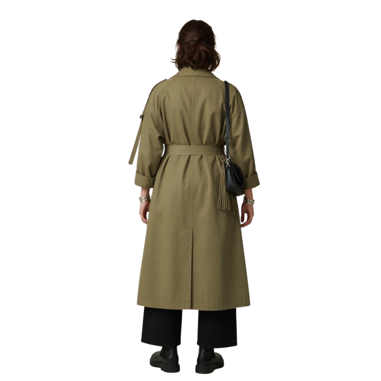 Modern Side-Slit Olive Green Overcoat Buy